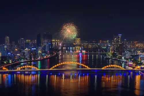 People watching fireworks display